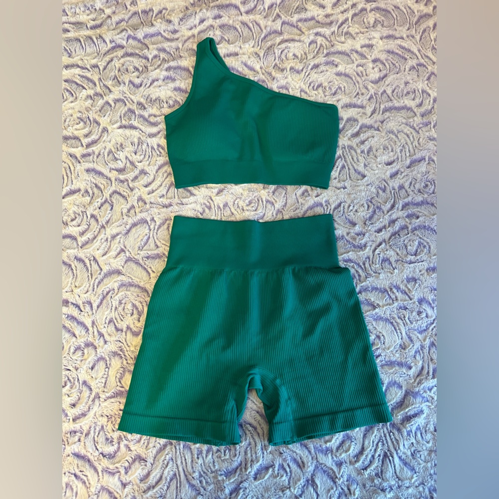 Green Ribbed Two-Piece Set